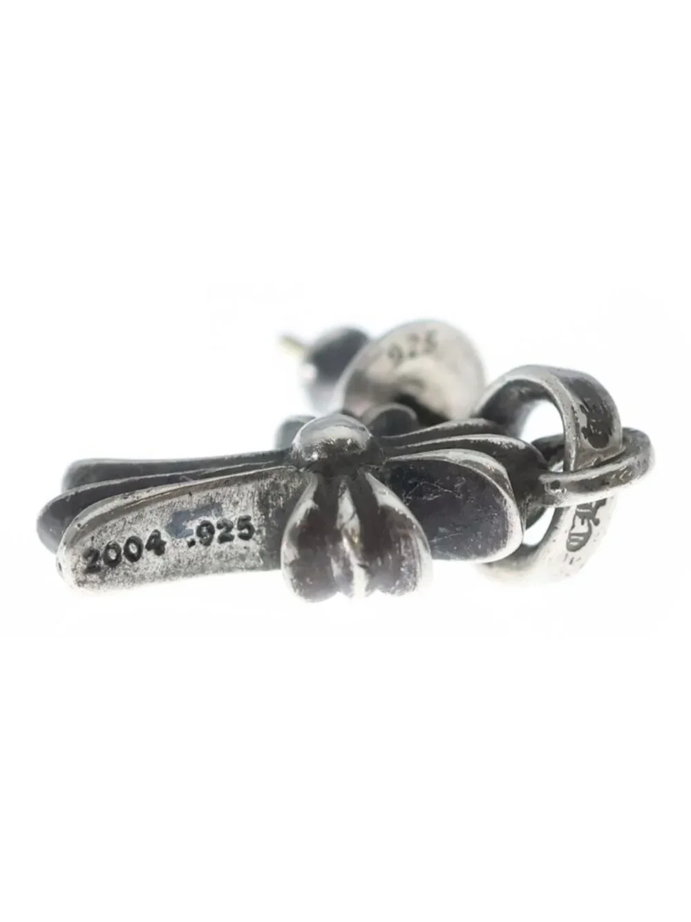 Chrome Hearts Bby Pprchn Baby Fat Cross Drop Single Earring Silver
